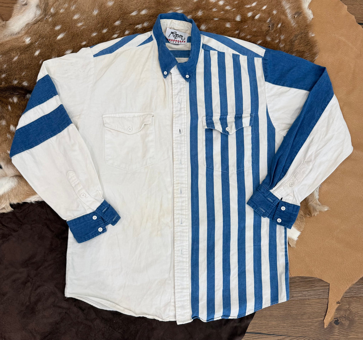 Roper Blue and White XL