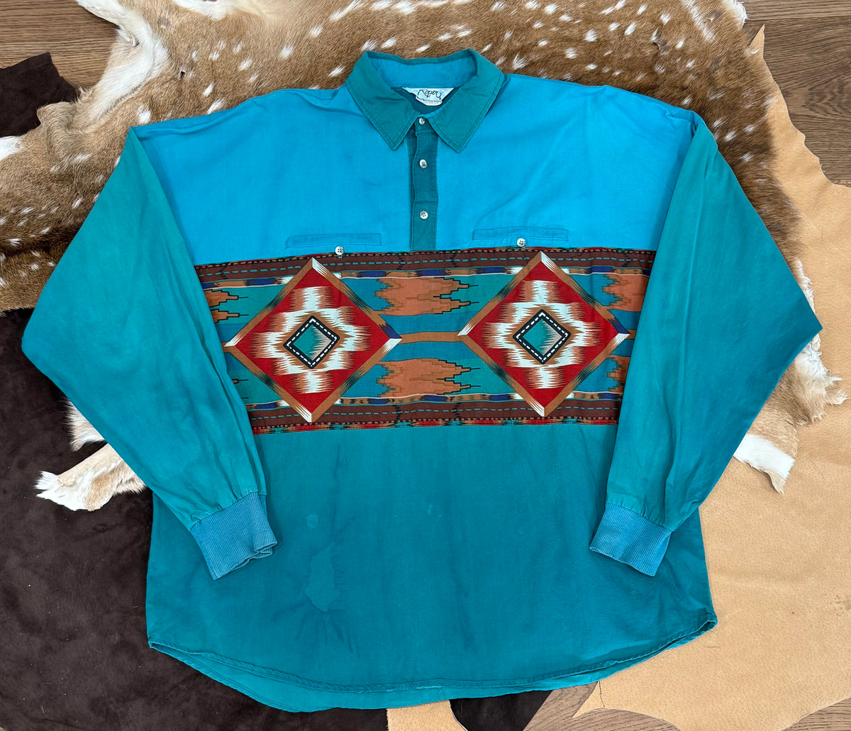 Roper Turquoise Aztec overshirt XL