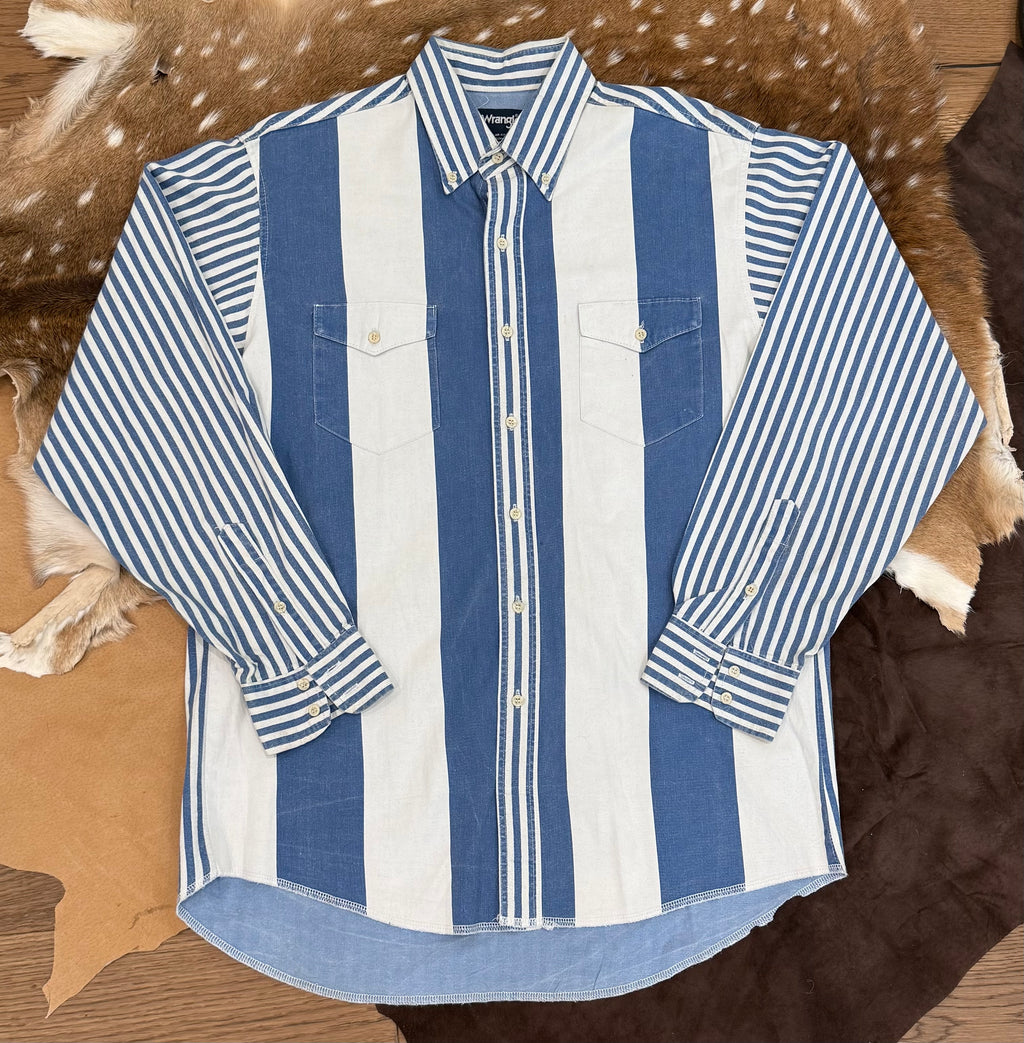 Wrangler Brushpopper Blue and White Stripes L