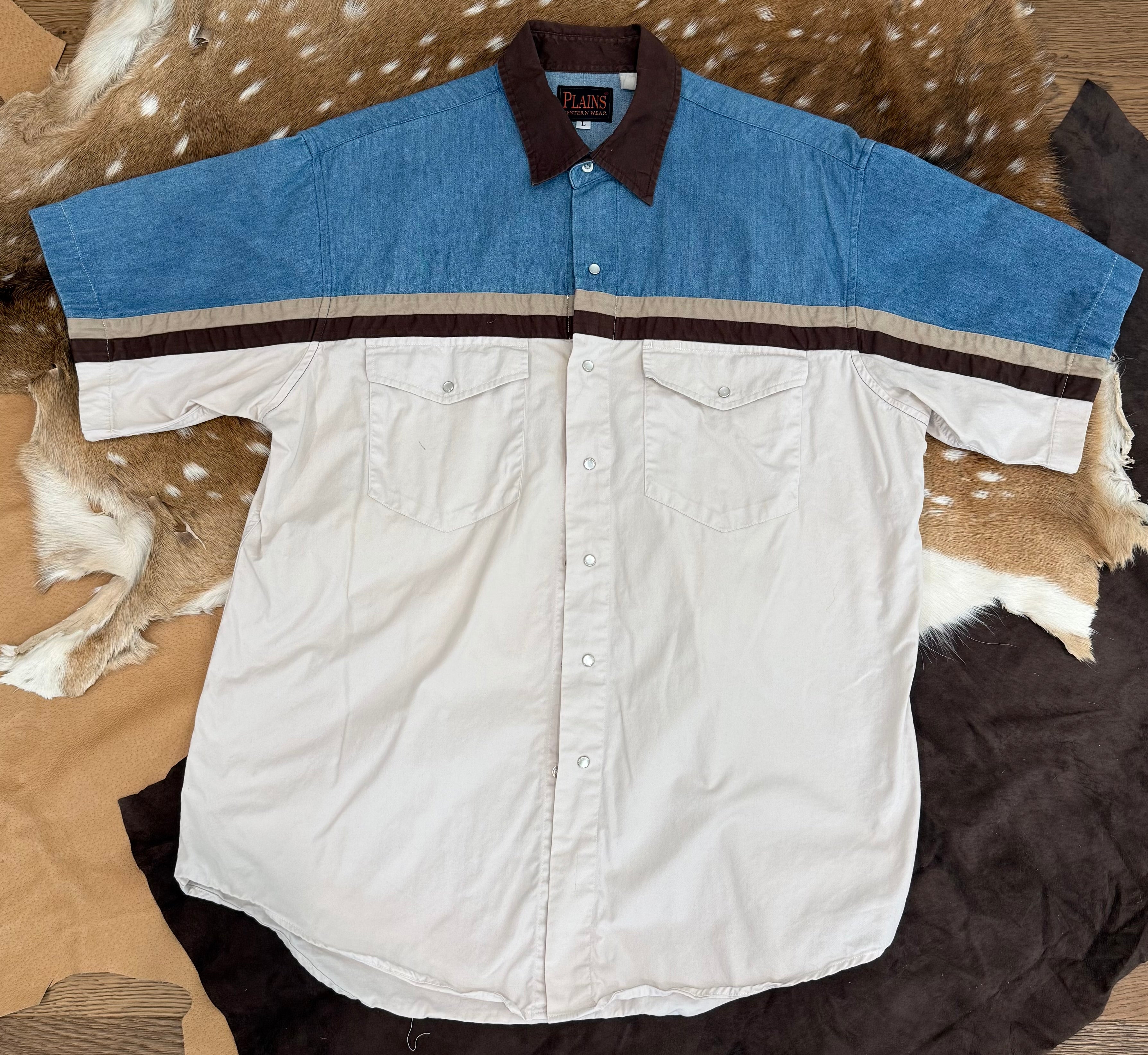 Ely Plains Denim and White L